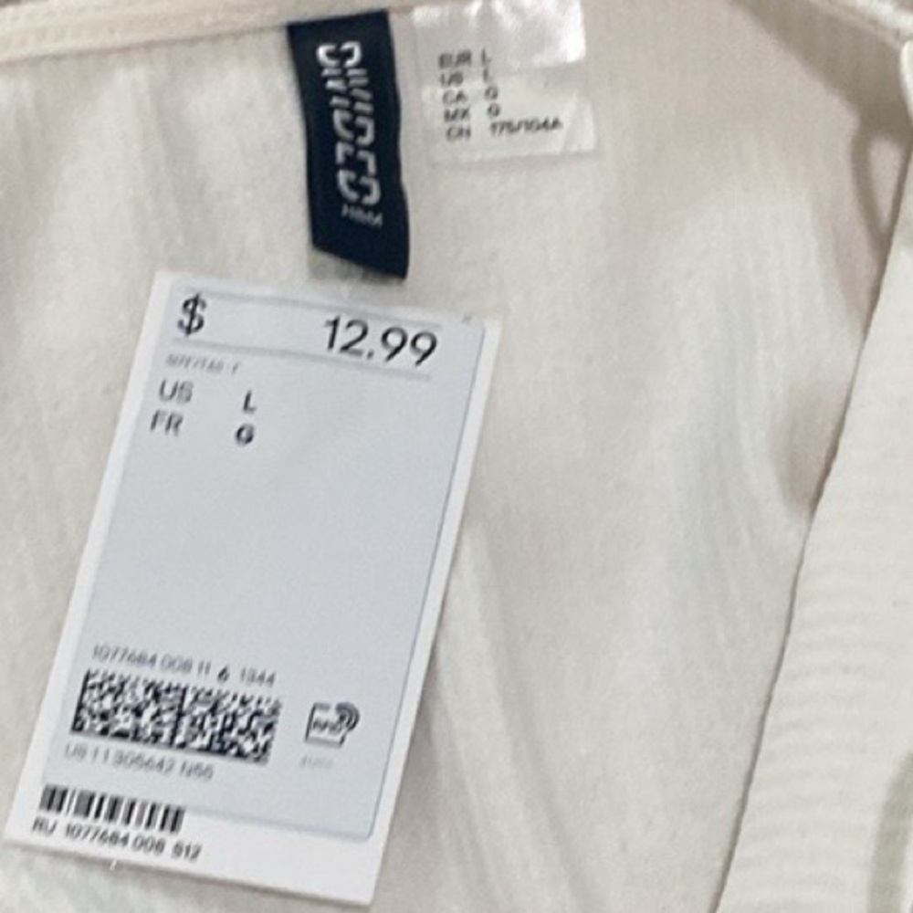 NWT Divided Ribbed One-Shoulder Dress Large Cream - Picture 3 of 6